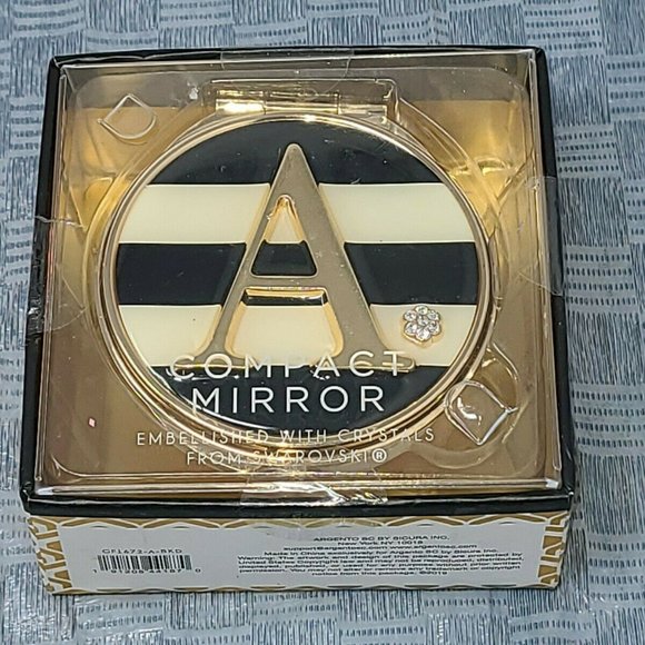 Argento SC Compact Mirror Monogrammed A Swarovski - Picture 1 of 2